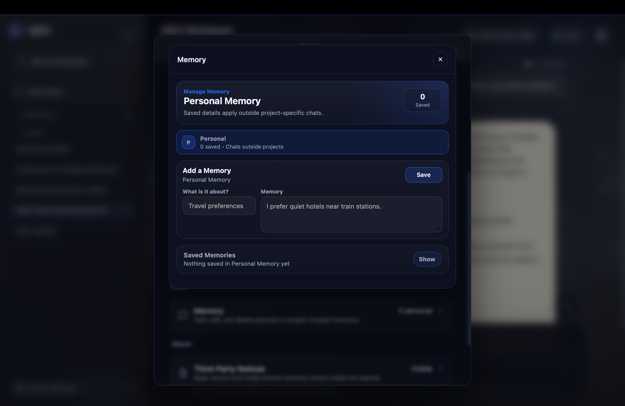 Memory management interface